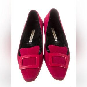 Manolo Blahnik Fuchsia Flats with Buckle